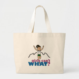 Girl Running in Green Large Tote Bag