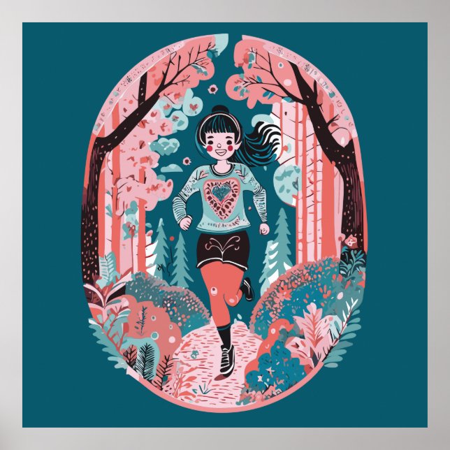 Girl running in the park poster (Front)