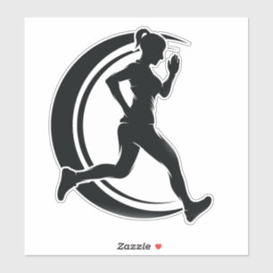 Girl Running Sticker