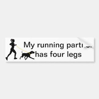 Girl running with her dog bumper sticker
