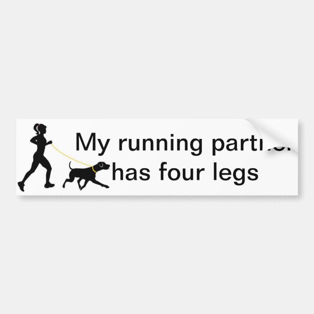 Girl running with her dog bumper sticker (Front)