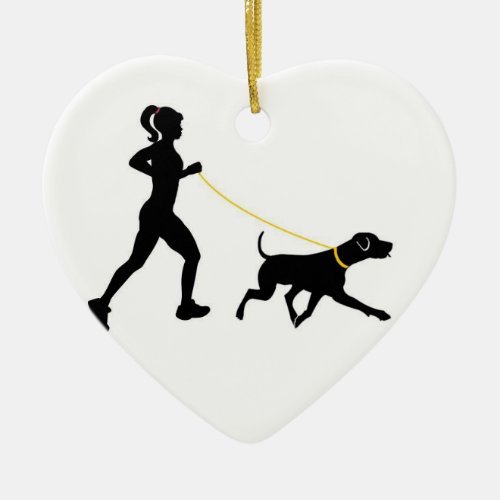 Girl running with her dog ornament