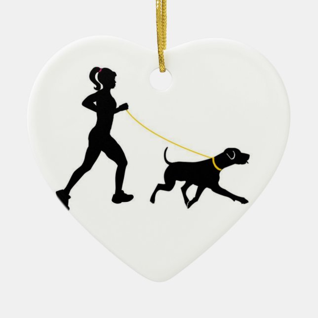 Girl running with her dog ornament (Front)