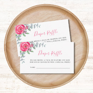 Girl’s Baby Shower Floral Diaper Raffle  Enclosure Card