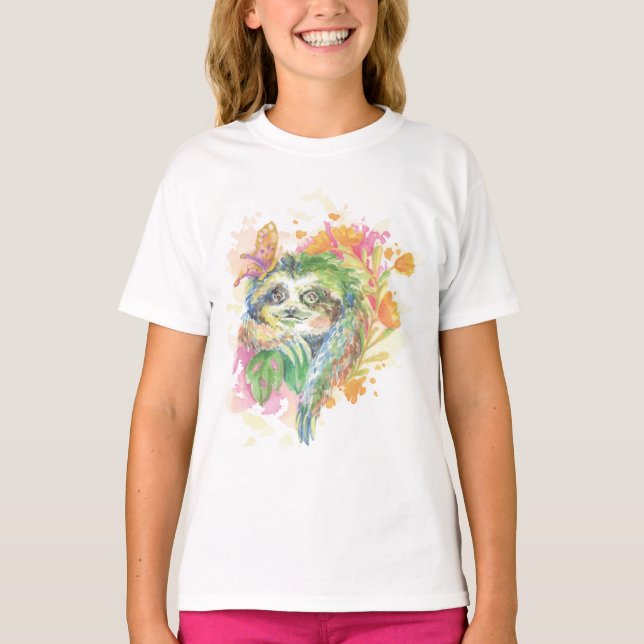 Girl’s Basic T-Shirt - Sloth (Front)