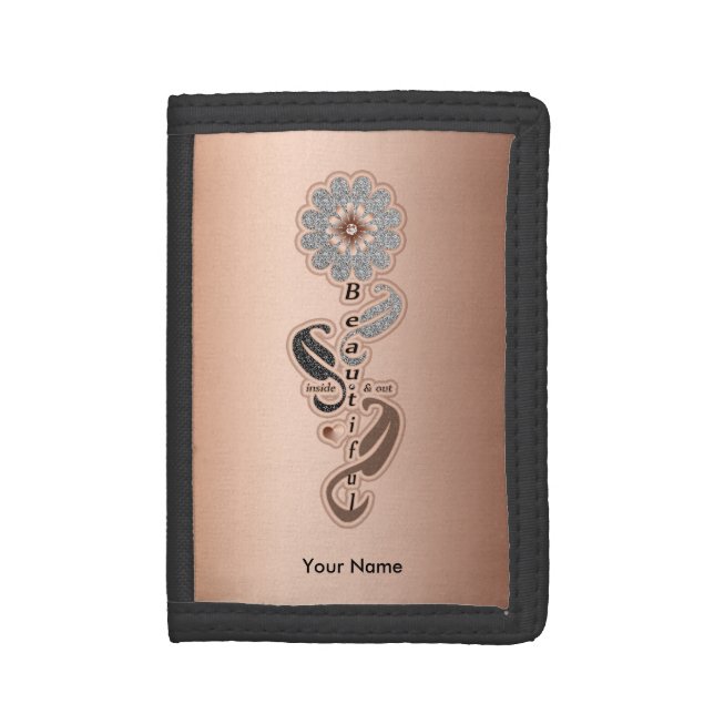 Girl’s “Beautiful Self-Love Diamond Flower”wallet Tri-fold Wallet (Front Vertical)