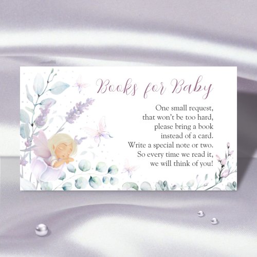 Girls Butterfly  Flower Baby Shower Book request Enclosure Card
