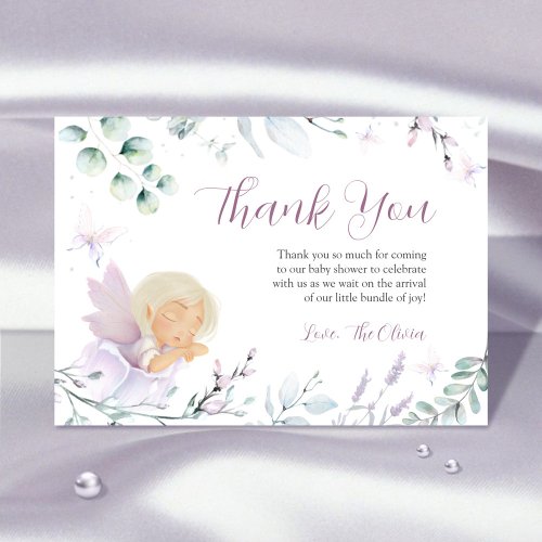 Girls Butterfly Flower Baby Shower Thank You Card