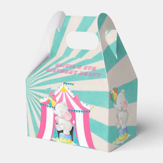 Girl’s Circus Theme Birthday Party Custom Favor Boxes (Front Side)