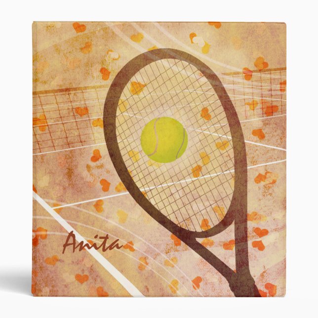Girl’s Cute Hearts Tennis Love Binder (Front)