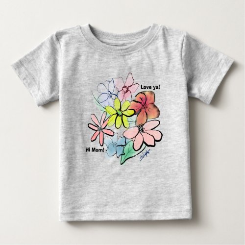 Girls Cute Pretty Floral Bouquet Baby T_Shirt