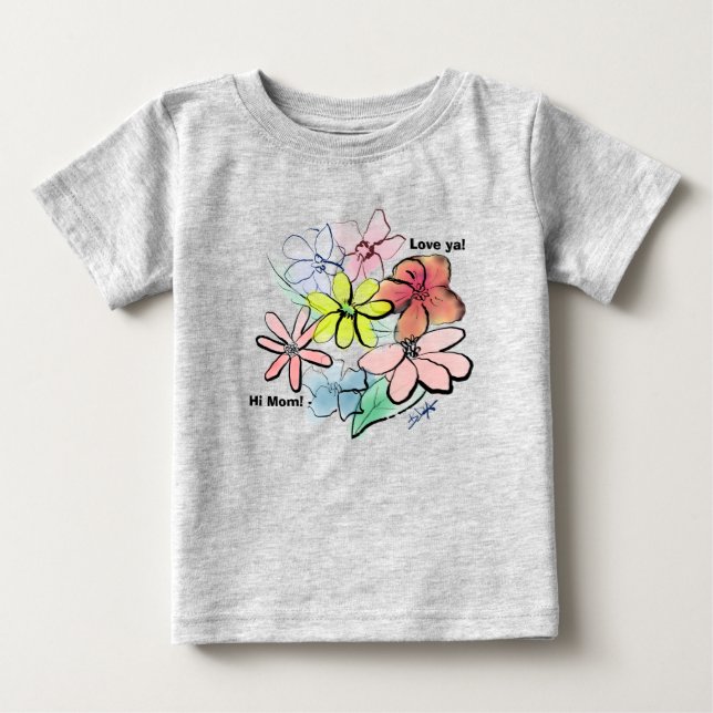 Girl’s Cute, Pretty Floral Bouquet Baby T-Shirt (Front)