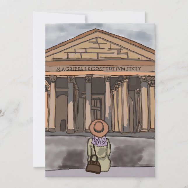 Girl s sitting front of Pantheon in Rome. Invitation (Front)