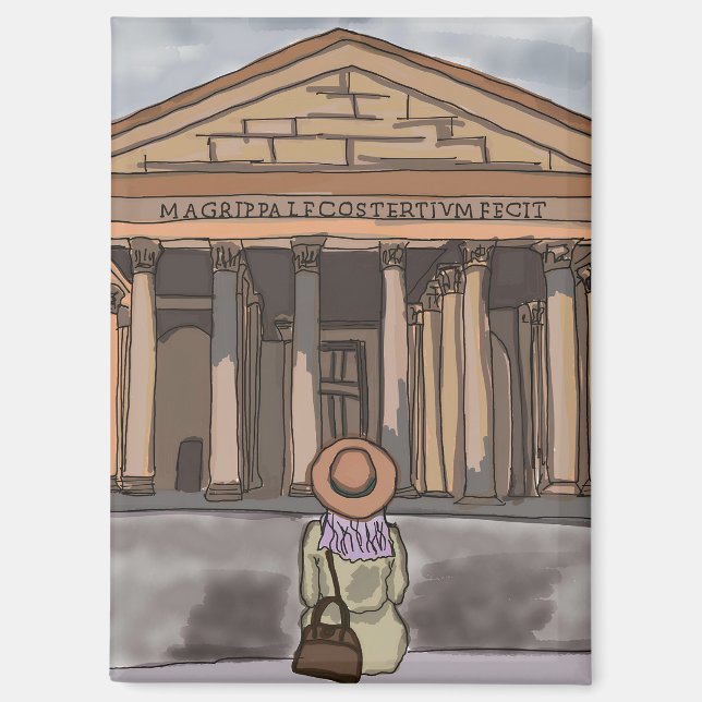 Girl s sitting front of Pantheon in Rome. Magnet (Front)