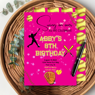 Girl’s Softball Birthday Invitation | Sports Party