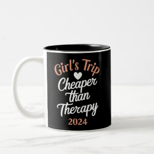 Girl‘s Trip 2024 Cheaper Than Therapy Vacation Two-Tone Coffee Mug