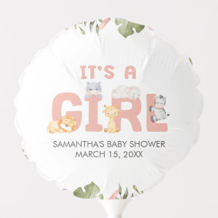 Girl Safari Animal Baby Shower Balloon
