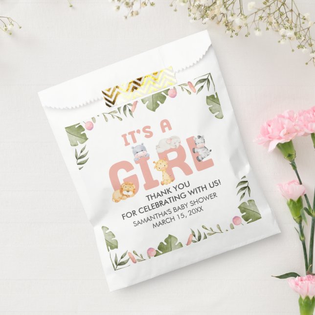Girl Safari Animal Baby Shower  Favor Bag (Sealed)
