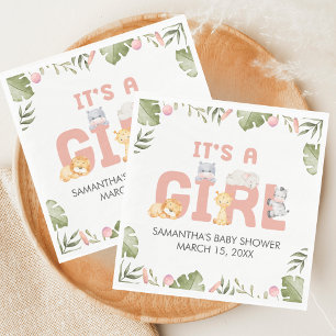 Girl Safari Animal Baby Shower  Napkins