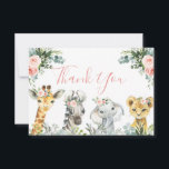 Girl Safari Animal Baby Shower Thank You Card<br><div class="desc">Girl Safari Animal Baby Shower Thank You Card</div>
