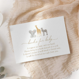 Girl Safari Animals Baby Shower Books for Baby Enclosure Card