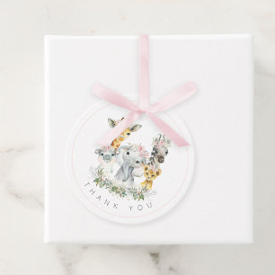Girl Safari Animals Baby Shower Favor Tags