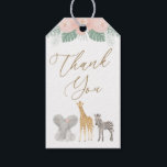 Girl Safari Animals Baby Shower Gift Tags<br><div class="desc">Say thank you to friends and family for attending your baby shower with this safari-themed favor tags,  featuring gold typography and adorable baby safari animals.</div>