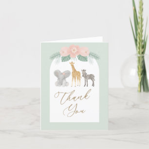 Girl Safari Animals Baby Shower Letterpress Thank You Card