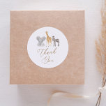 Girl Safari Animals Baby Shower Thank You Classic Round Sticker<br><div class="desc">Say thank you to friends and family for attending your baby shower with this safari-themed stickers,  featuring gold typography and adorable baby safari animals.</div>