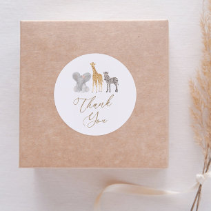 Girl Safari Animals Baby Shower Thank You Classic Round Sticker