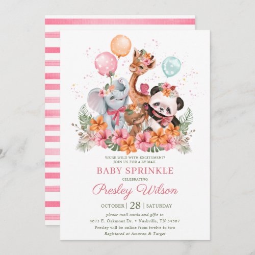 Girl Safari Animals Baby Sprinkle Invitation