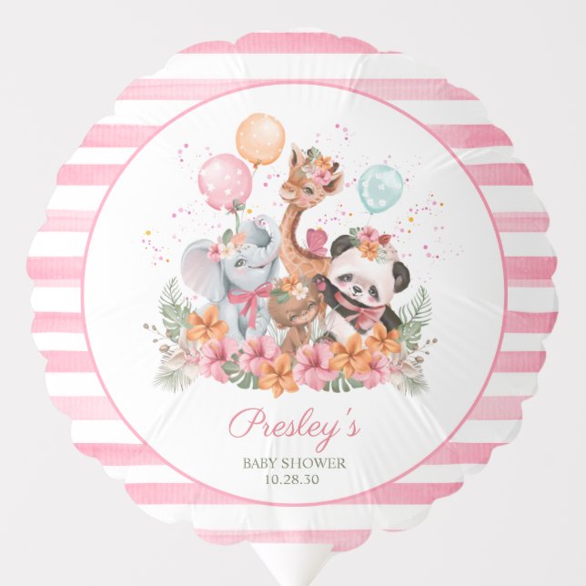Girl Safari Animals Balloon (Front)