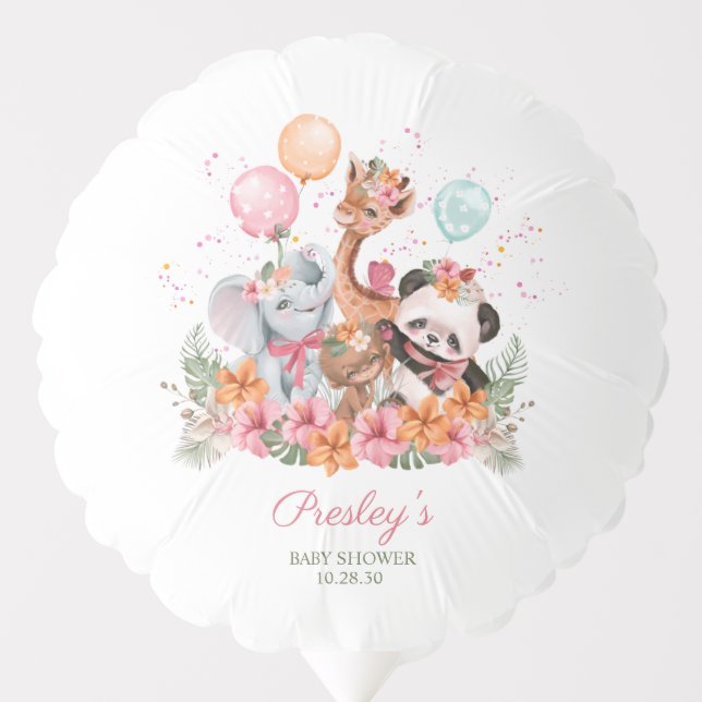 Girl Safari Animals Balloon (Front)