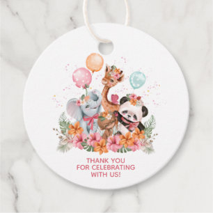 Girl Safari Animals Favor Tags