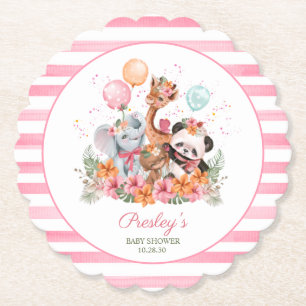 Girl Safari Animals Paper Coaster