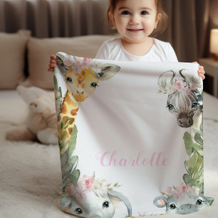 Girl Safari Baby Baby Blanket