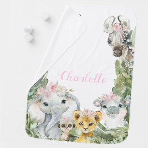 Girl Safari Baby Blanket