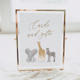 Girl Safari Baby Shower Cards and Gifts Sign