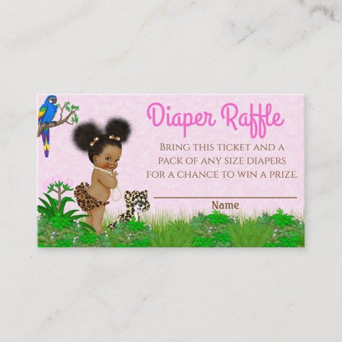 Girl Safari Baby Shower Diaper Raffle Ticket 