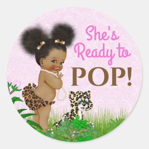 Girl Safari Baby Shower Favor Sticker