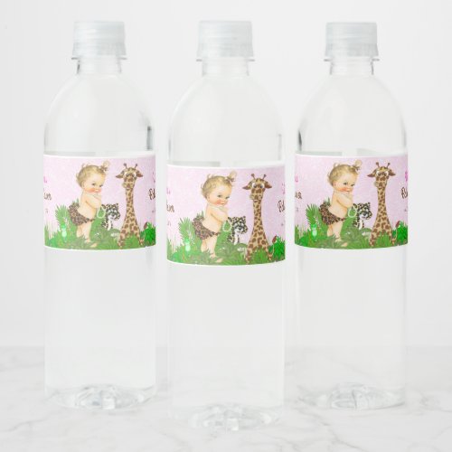 Girl Safari Baby Shower Water Bottle Labels