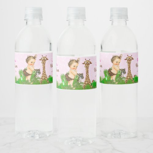 Girl Safari Baby Shower Water Bottle Labels 2
