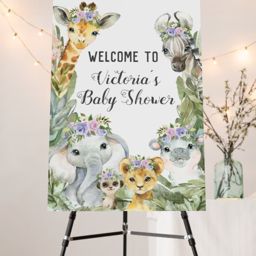 Girl Safari Baby Shower Welcome Sign