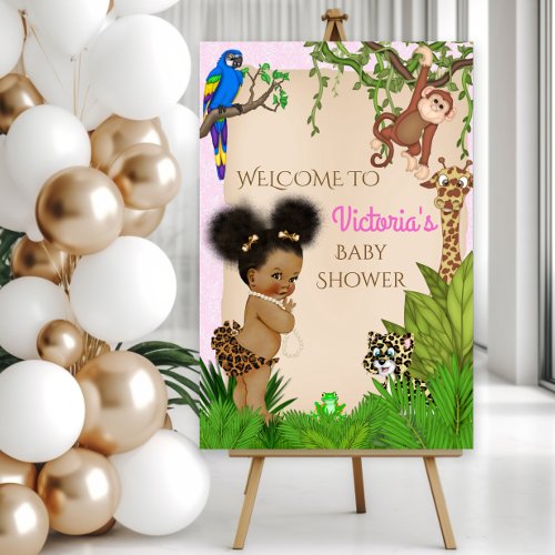 Girl Safari Baby Shower Welcome Sign