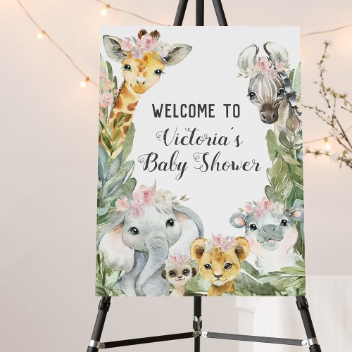 Girl Safari Baby Shower Welcome Sign