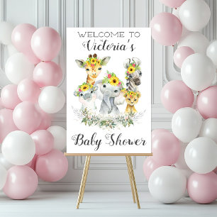Girl Safari Baby Shower Welcome Sign