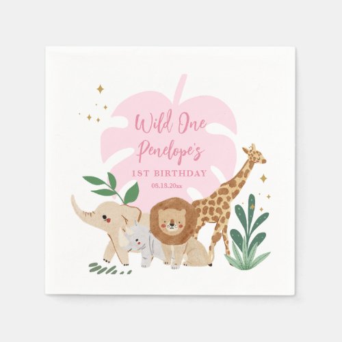 Girl Safari Birthday Party Napkins