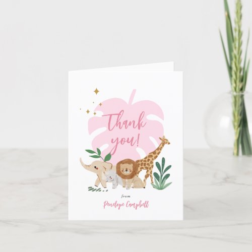 Girl Safari Birthday Party Thank You Card