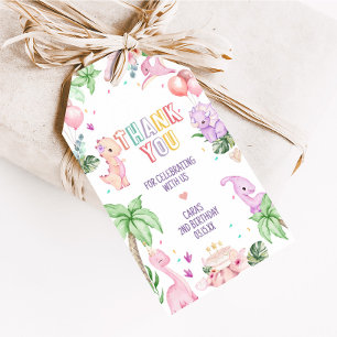 Girl Safari Dinosaur Birthday Party Favor Tags