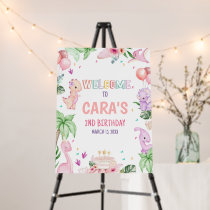 Girl Safari Dinosaur Birthday Party Welcome Sign